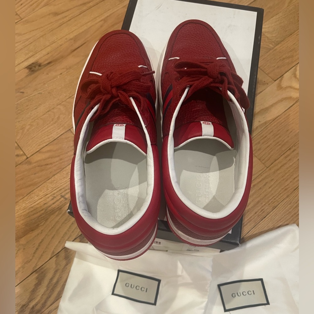 SOLD Gucci Ronnie Low-Top Sneakers in Red Leather Gucci Size 9 US Size 9.5 - Picture 6 of 11